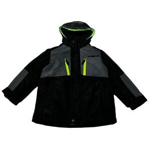 Zero Xposure Boys' 4/5 Winter Coat Black/Grey‎ with Green Accents 3-in-1 Design